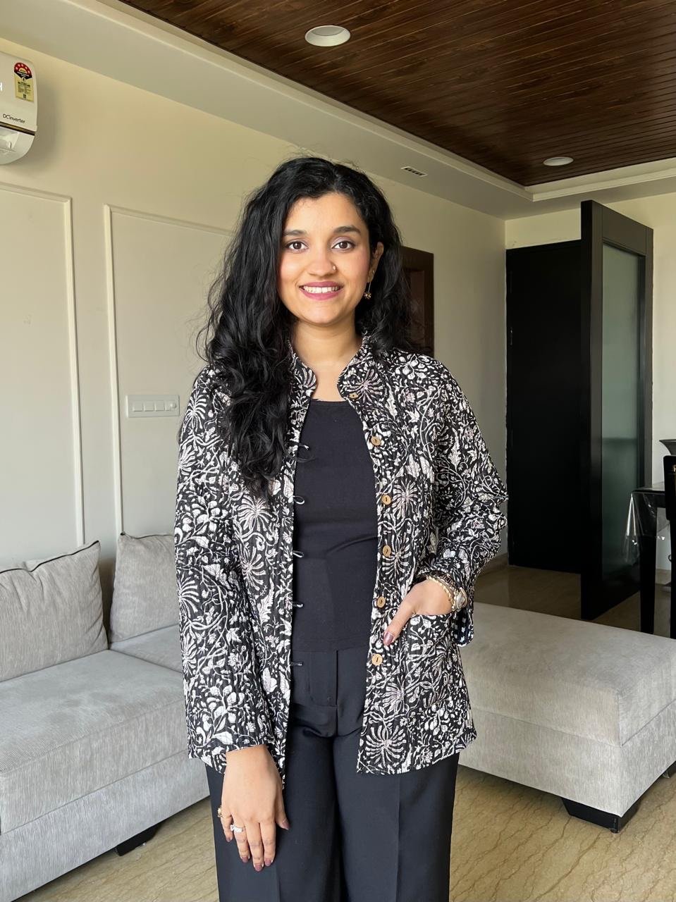 Reversible Quilted Jacket- Black Jaal and gingham