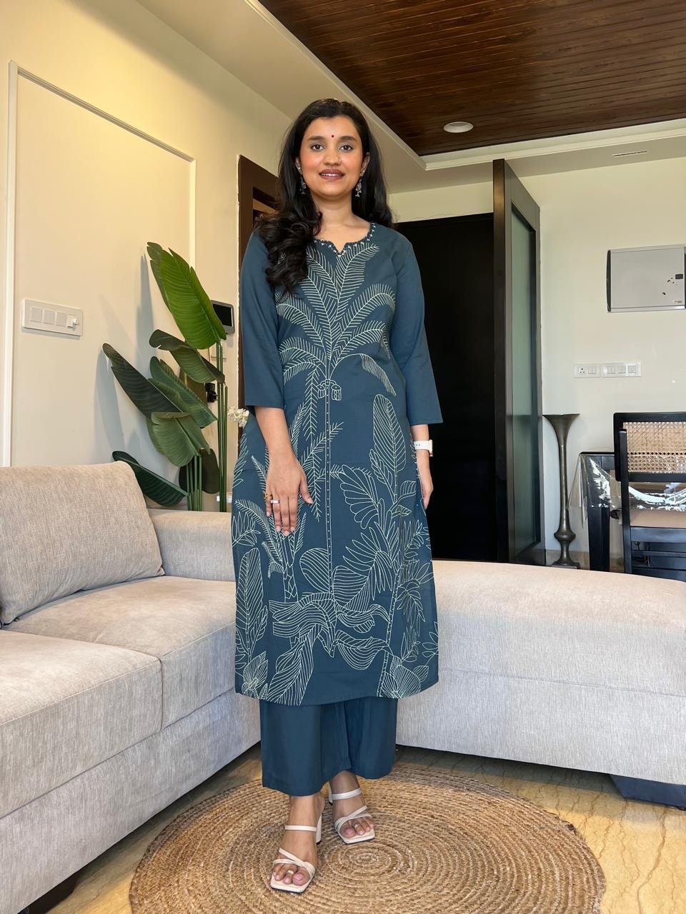 Sakshi Printed Pure Cotton Suit- Blue
