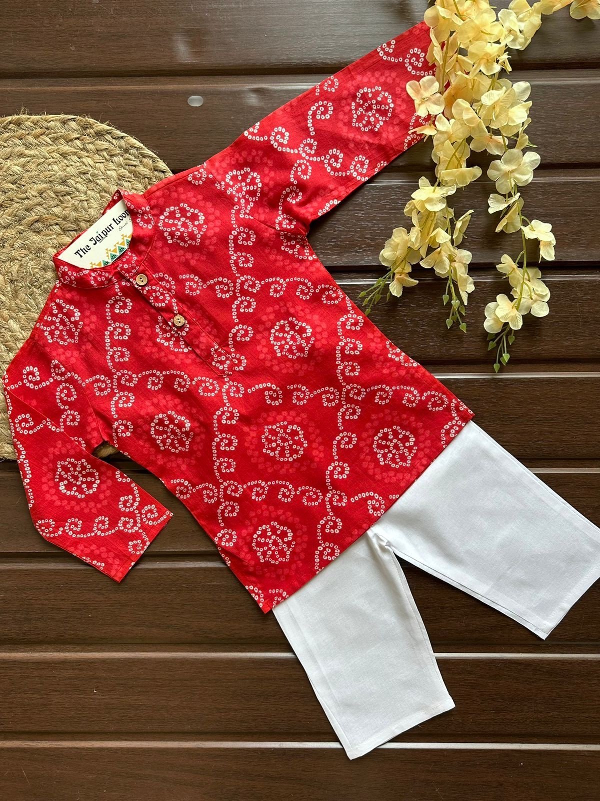 Red Bandej Kurta Set