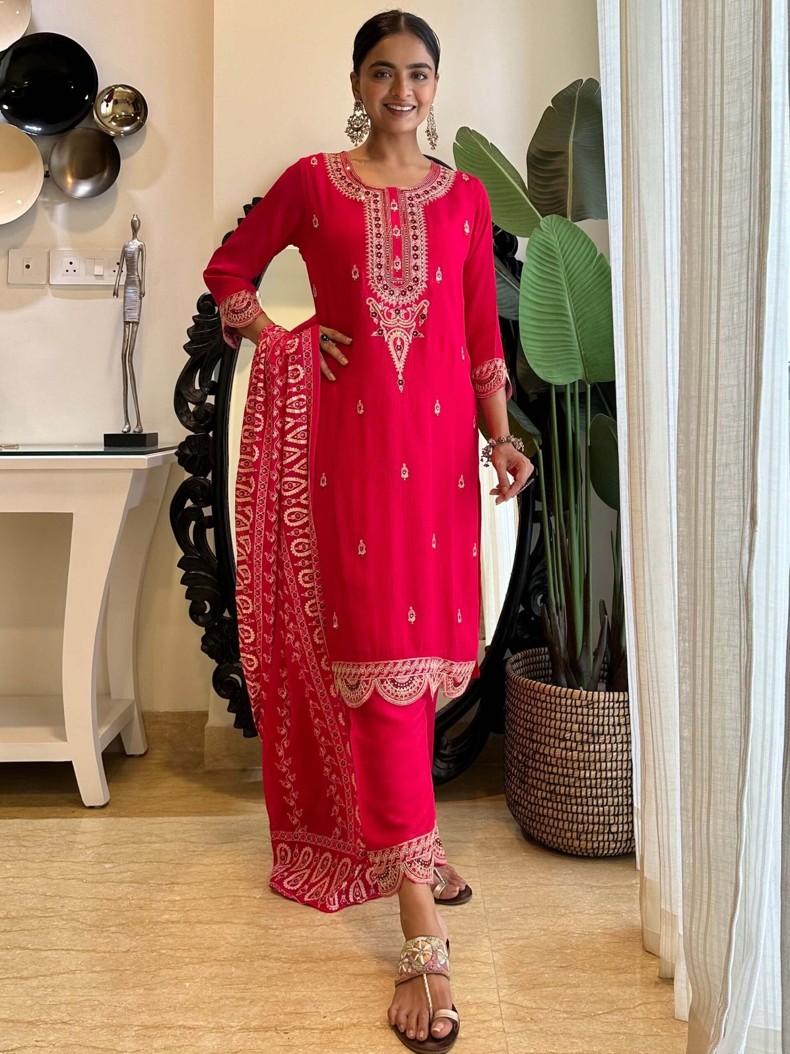 Noor Georgette Set - Pink