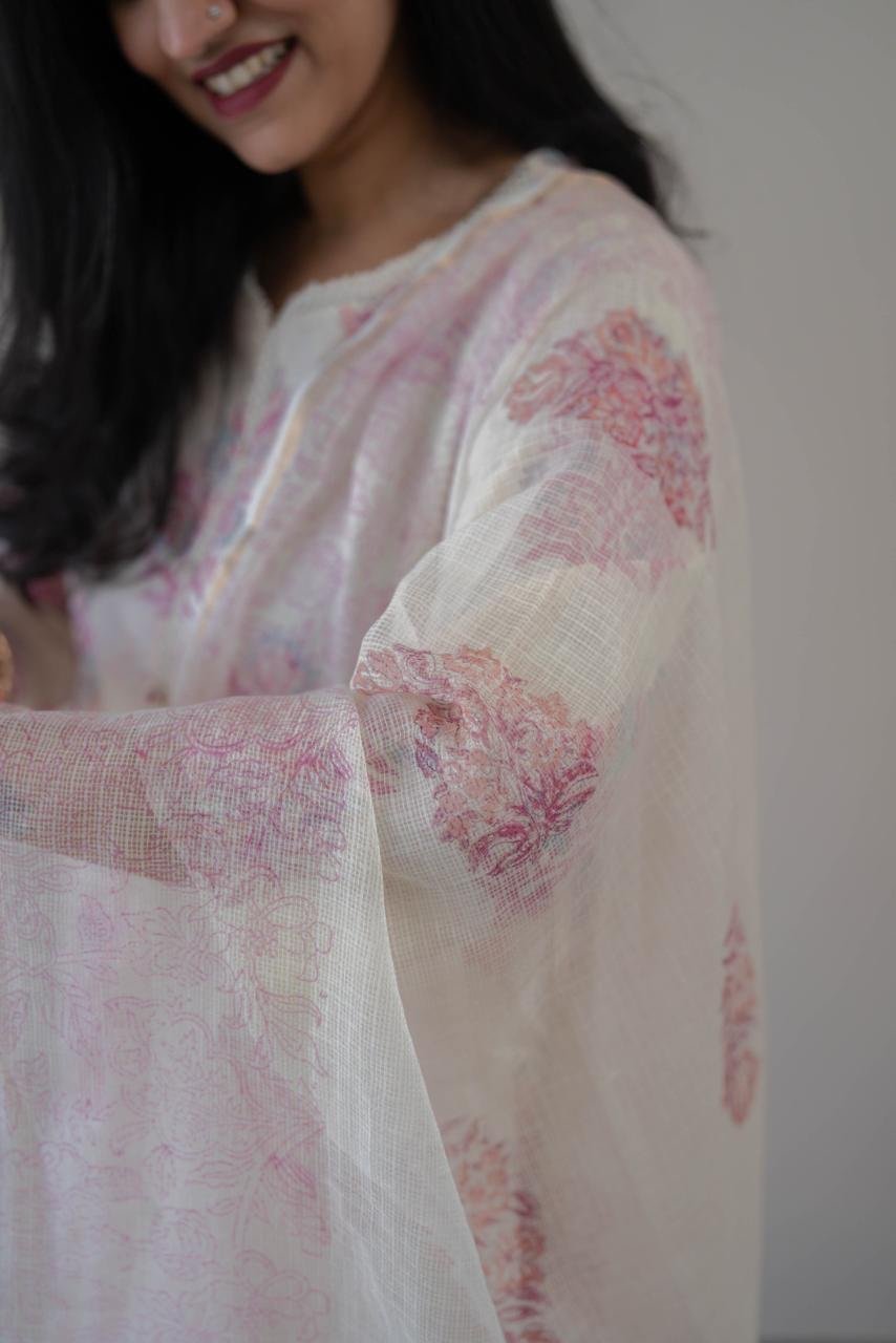 Anaisha Kota Doria Dupatta Sets- Pink