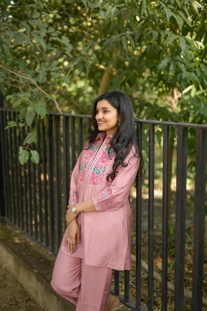 Divi Embroidered Coord Set- Light Pink
