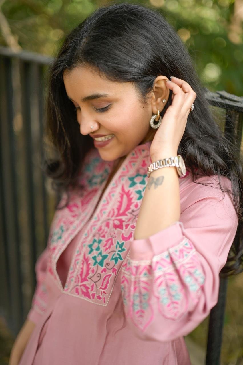 Divi Embroidered Coord Set- Light Pink