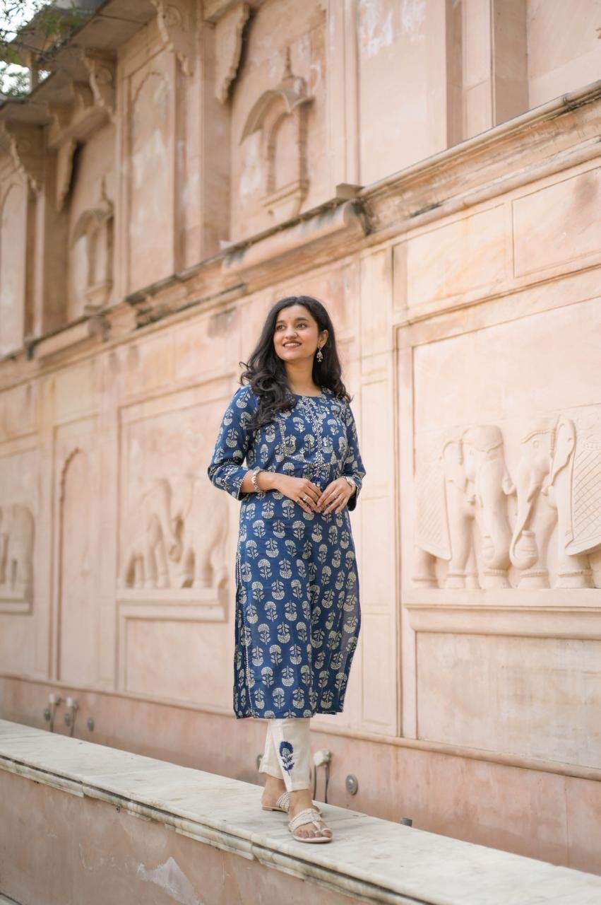 Indigo Patch Pant Set