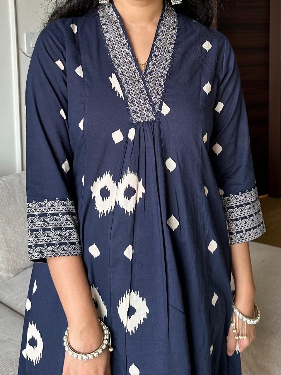 Jashan Flared Cotton Set- Blue