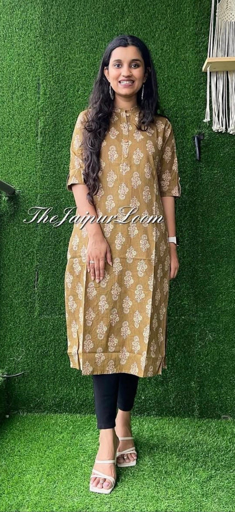 Weekend Cotton Kurta- Ochre Floral Boota