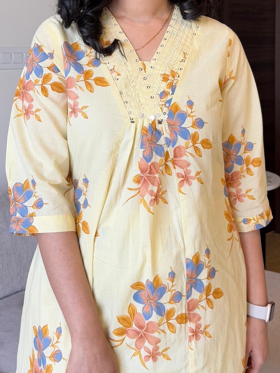 Laila Cotton Coord Set- Pastel Yellow