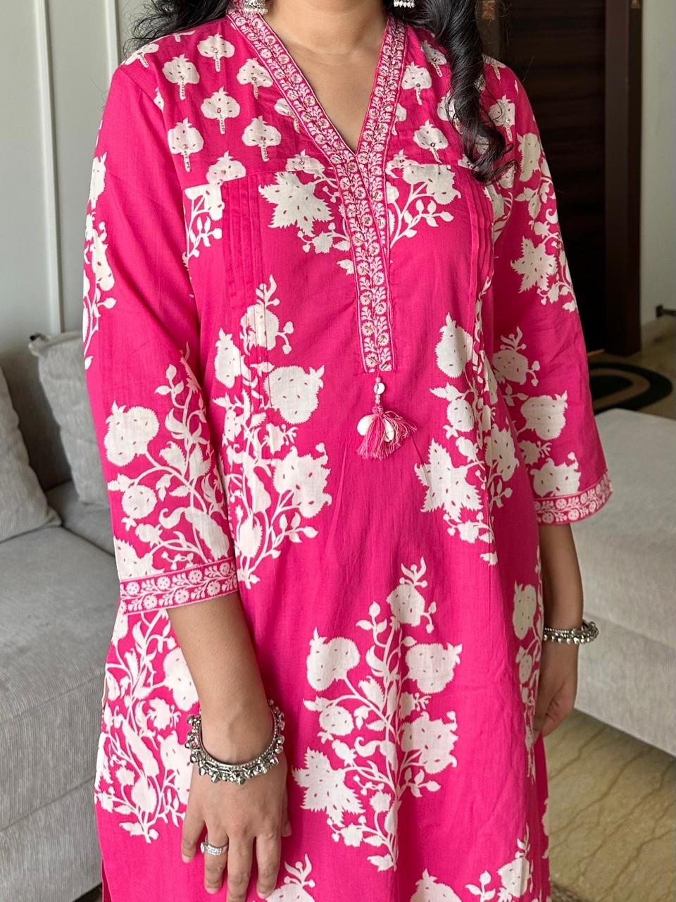 Ruhi Boota Cotton Set- Pink