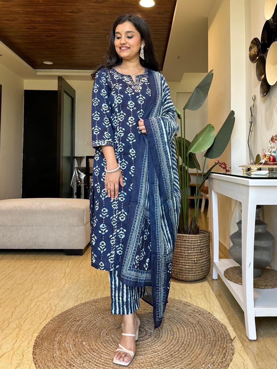 Kiara Batik Cotton Set- Indigo