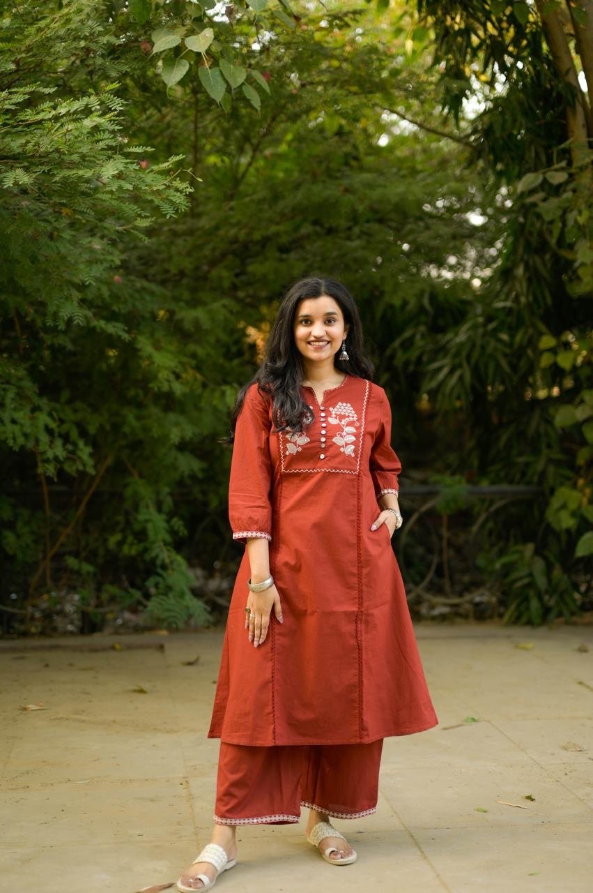 Suhana Embroidered Cotton Pant Set