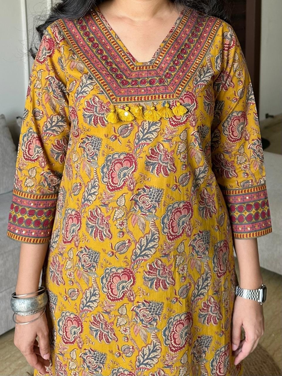 Khwaab Floral Cotton Set- Yellow