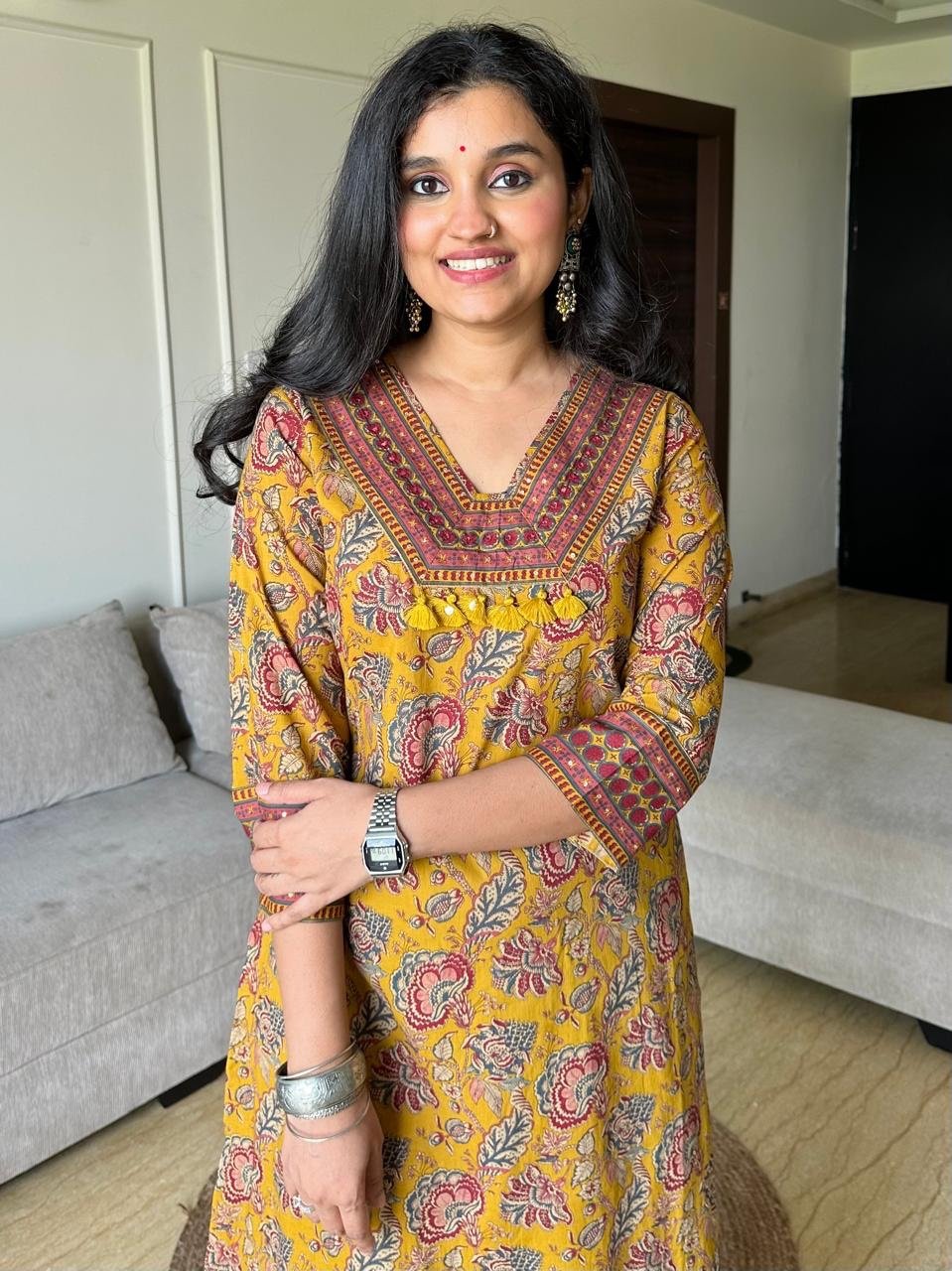 Khwaab Floral Cotton Set- Yellow