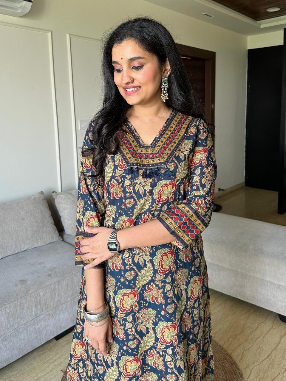 Khwaab Floral Cotton Set- Blue
