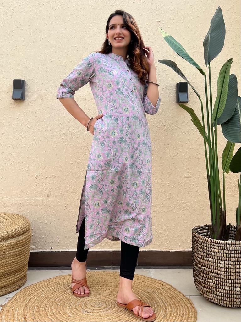 Weekend Offer Cotton Kurti- Lavender Floral