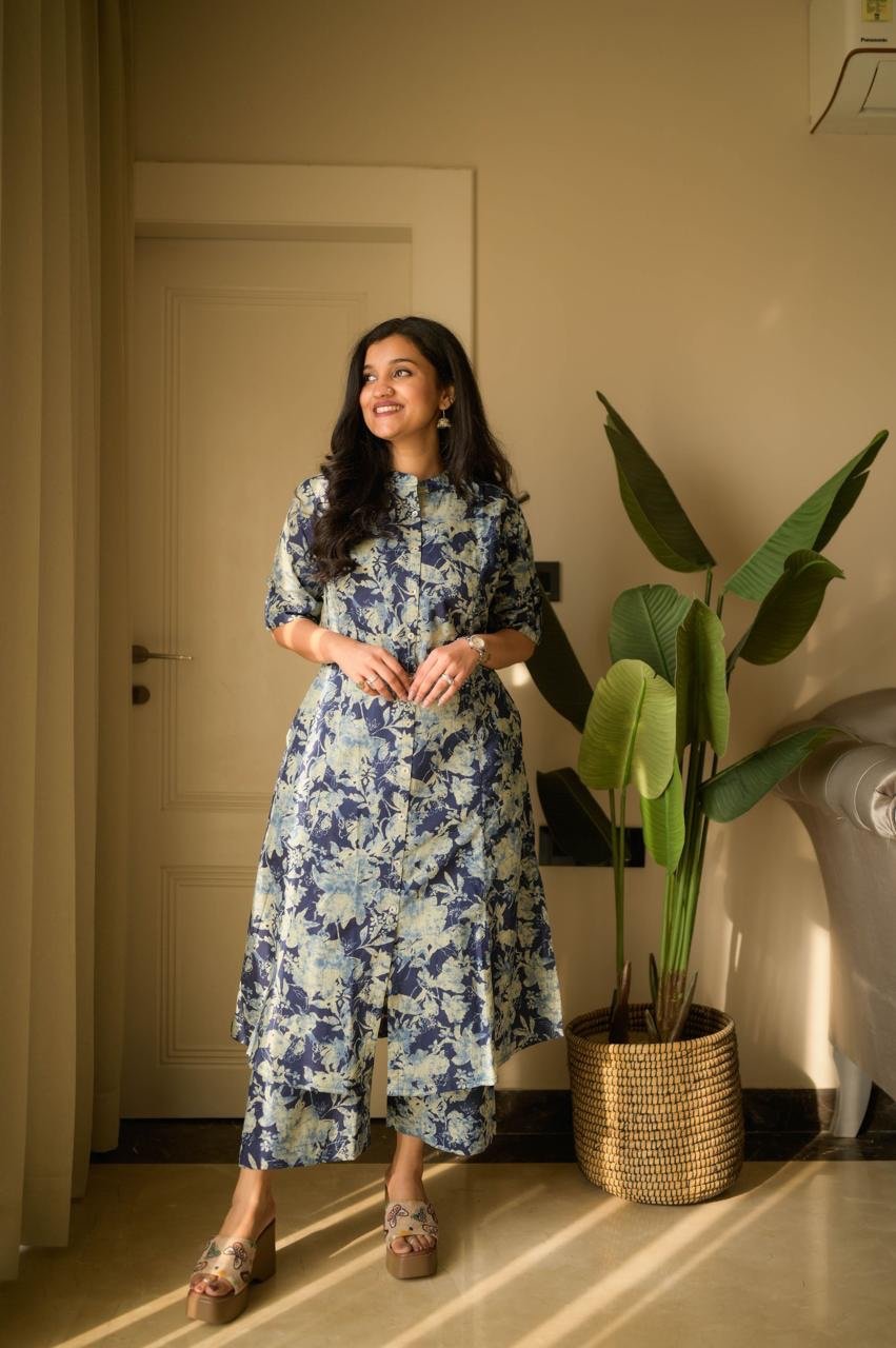 Vanya Cotton A-line Set- Indigo Shibori