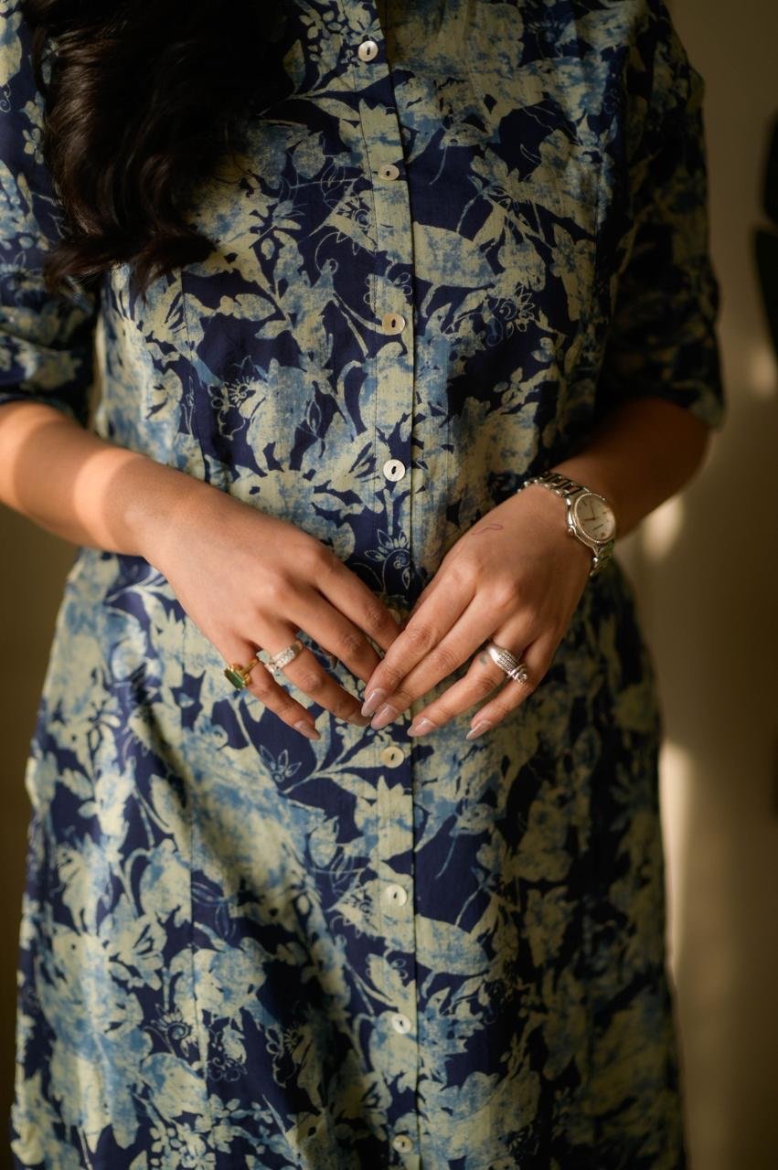 Vanya Cotton A-line Set- Indigo Shibori
