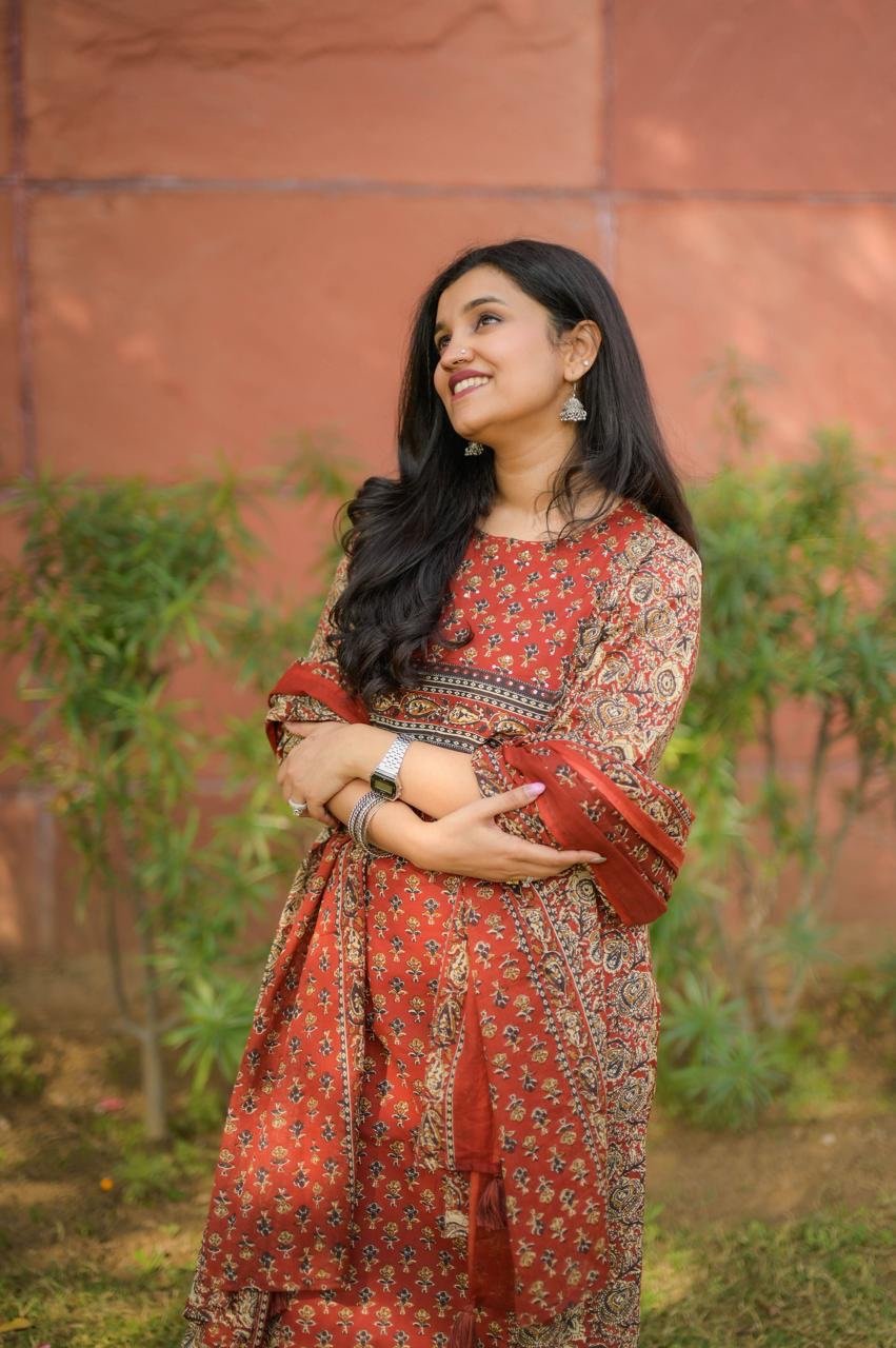 Kora Ajrakh Cotton Straight Set