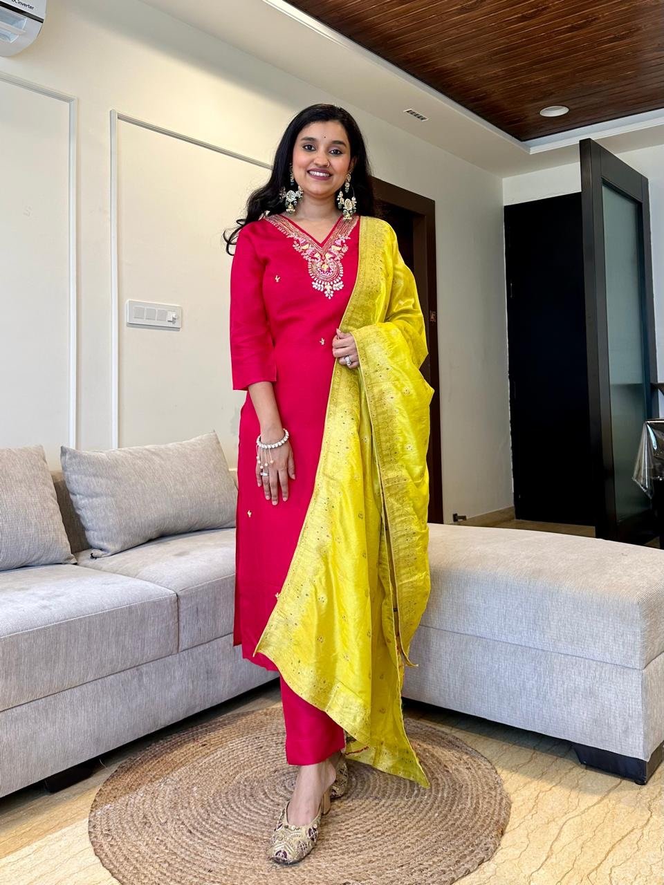 Ambrai Chanderi Contrast Set