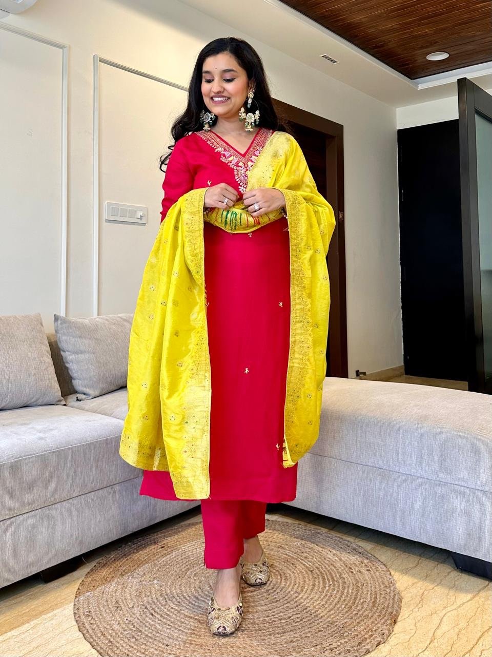 Ambrai Chanderi Contrast Set