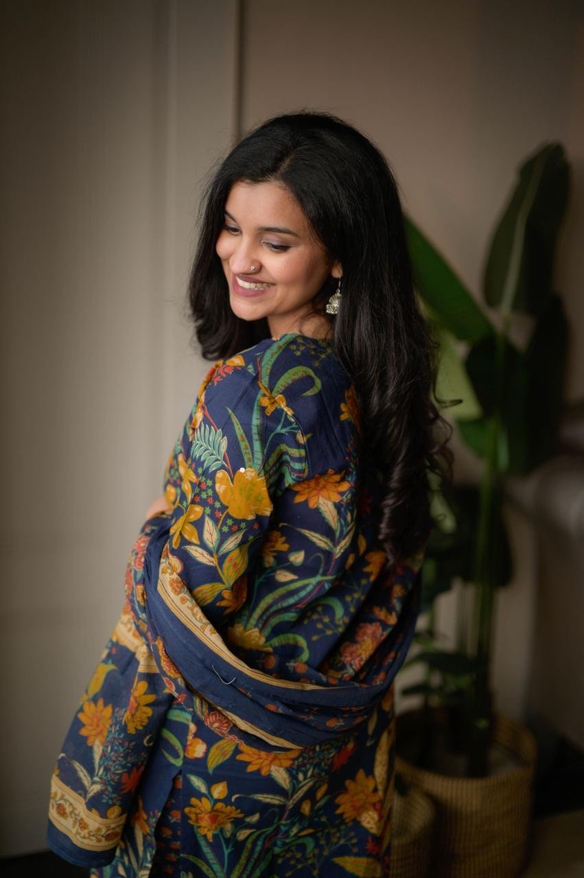 Samya Budget Cotton Suit- Blue Florals