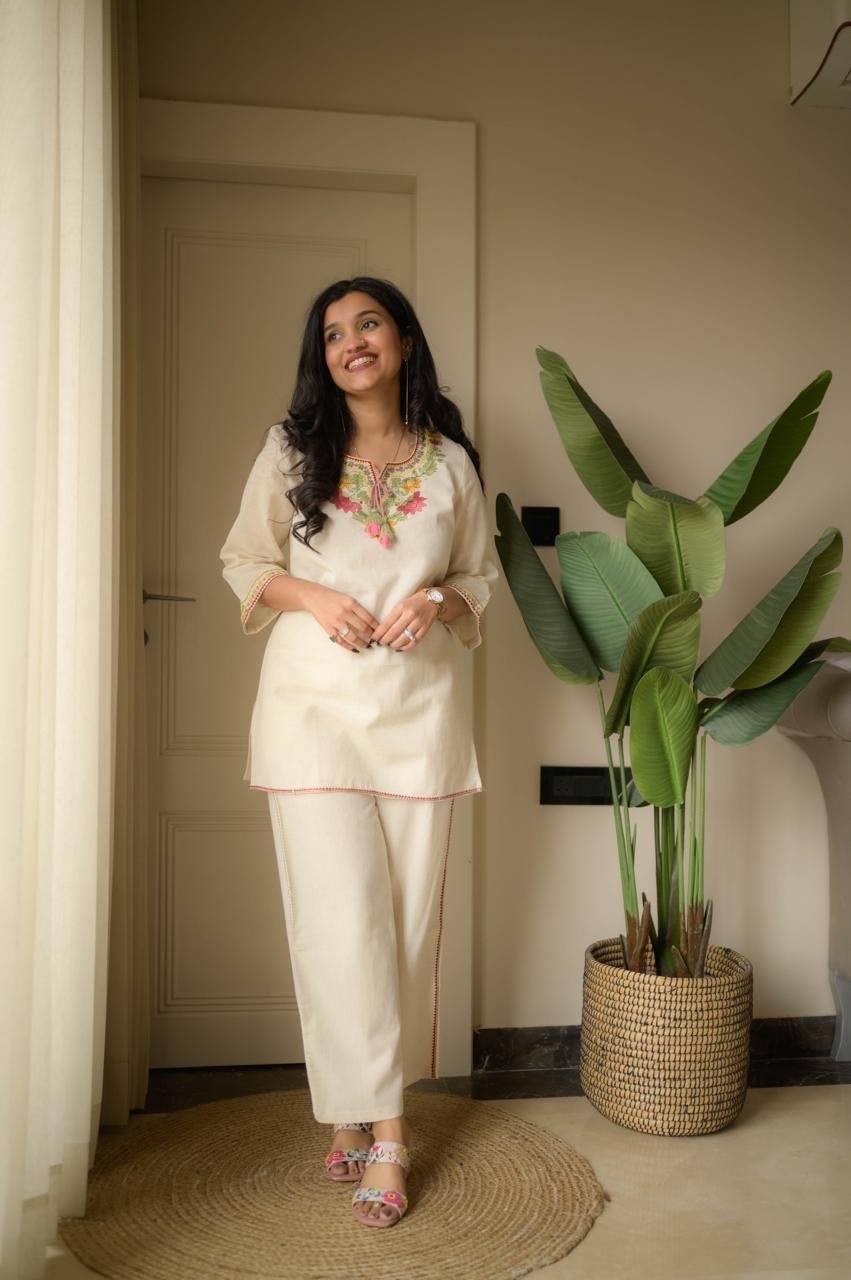 Grisha Embroidered Coord Set- Off White