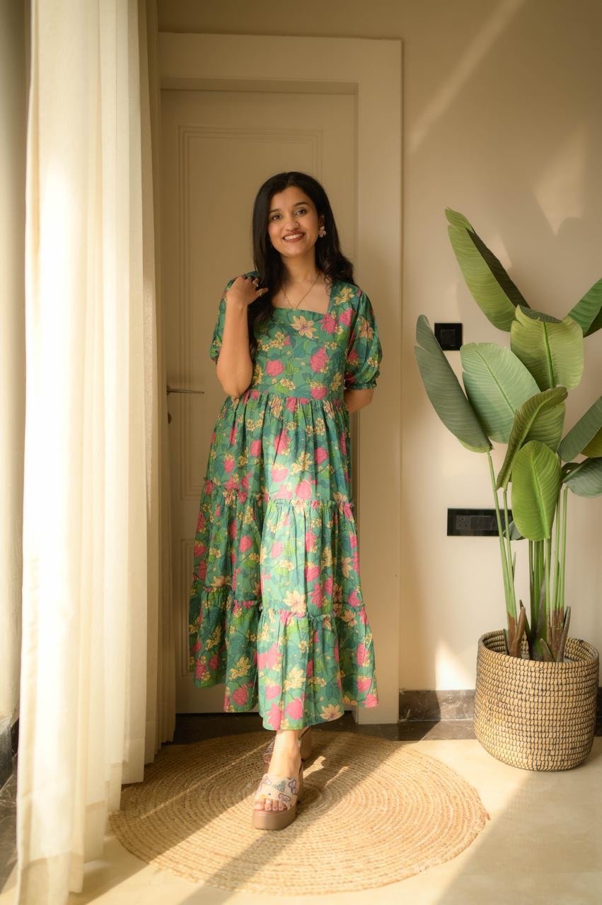 Tanvi Tiered Maxi Dress- Forest Floral