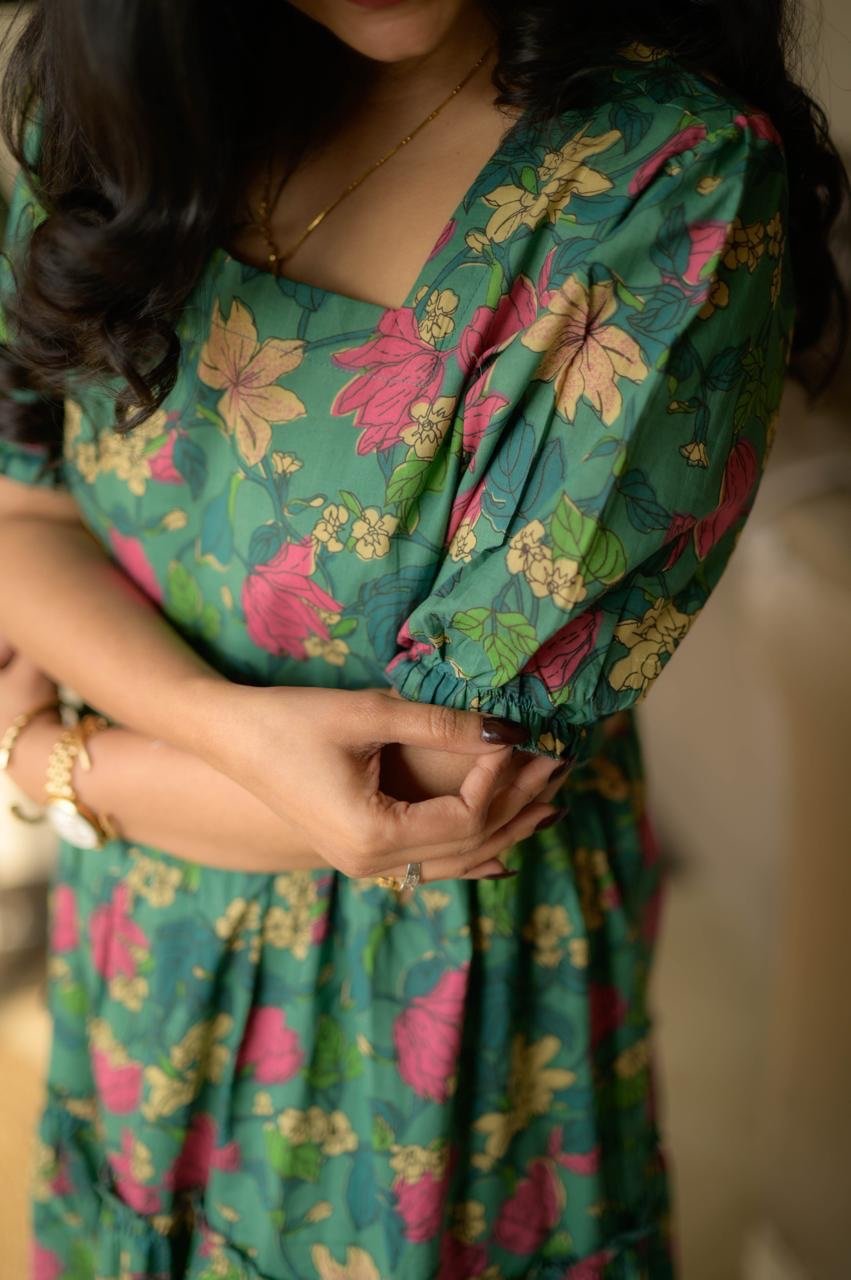 Tanvi Tiered Maxi Dress- Forest Floral