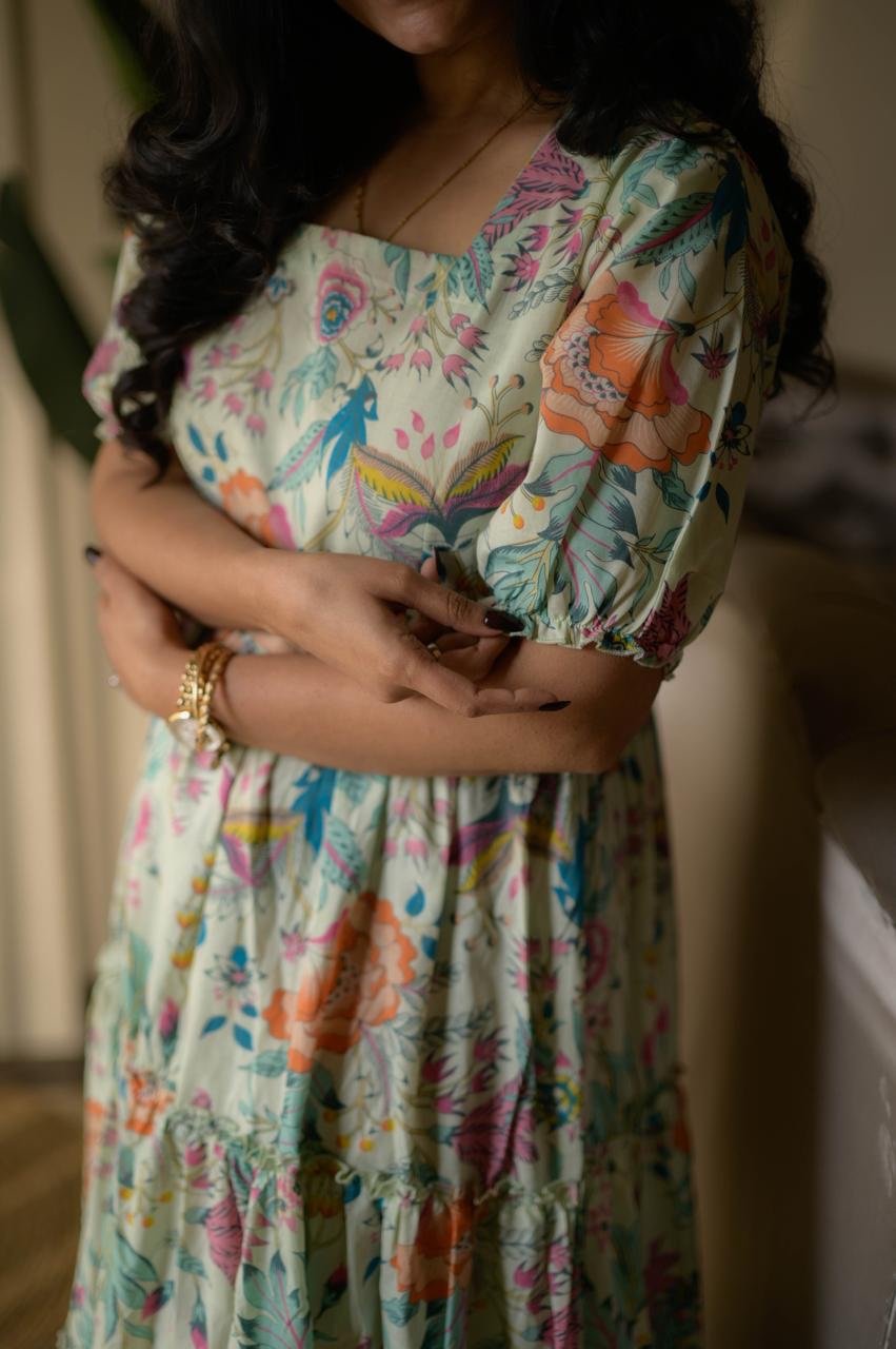 Tanvi Tiered Maxi Dress- Pastel Florals