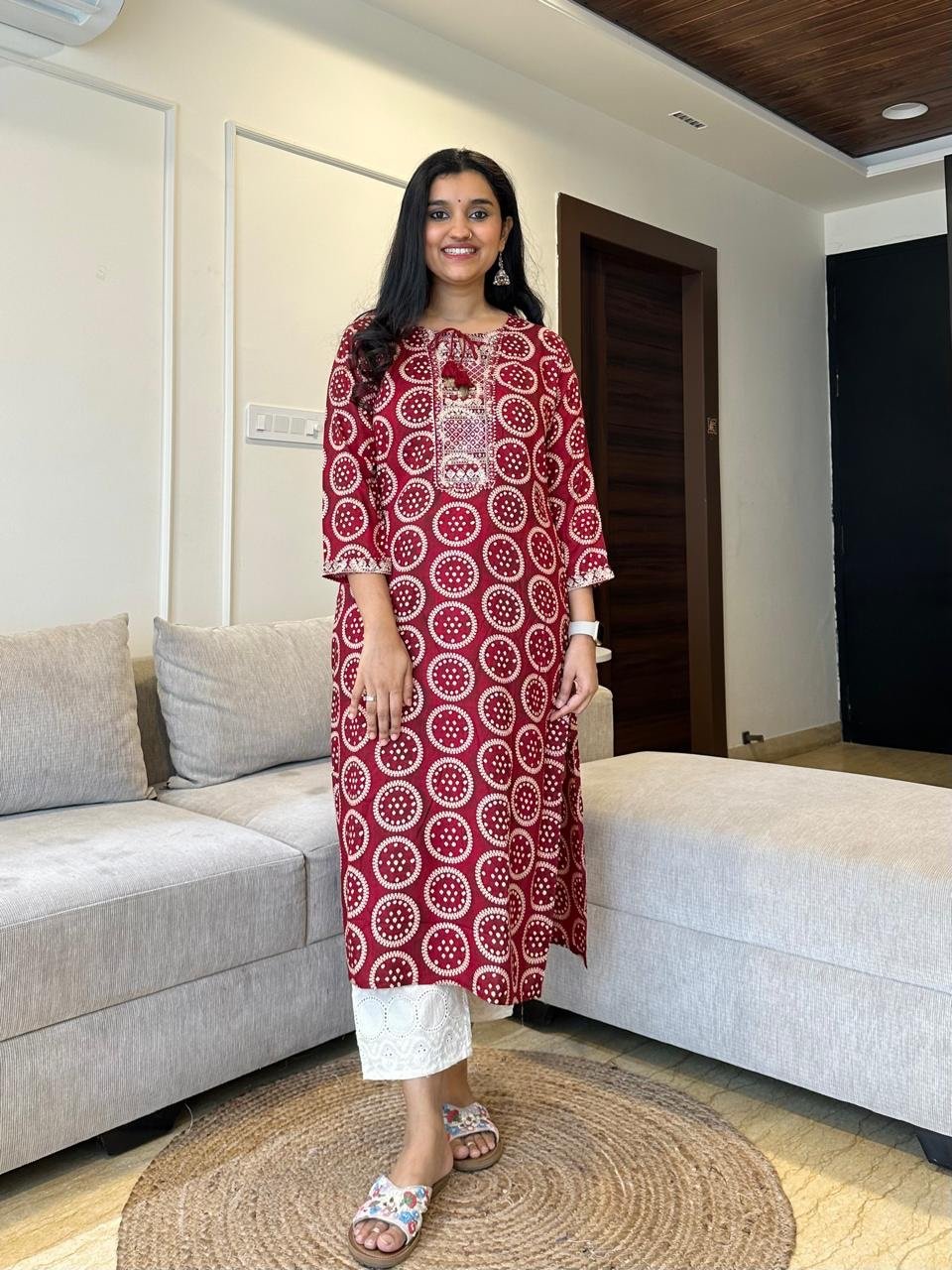 Roshan Festive Kurta- Maroon