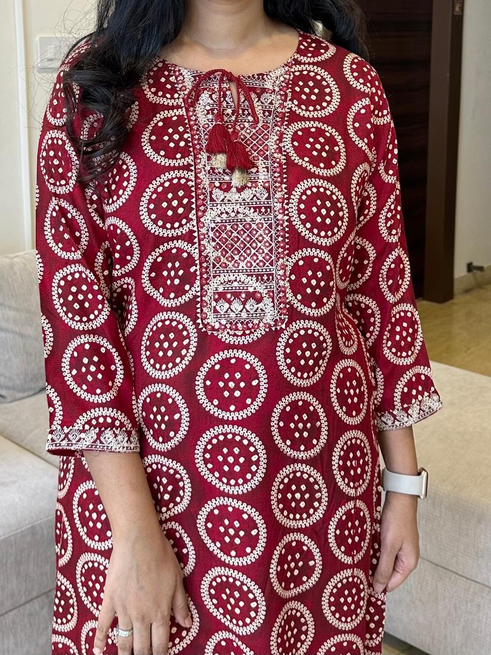 Roshan Festive Kurta- Maroon