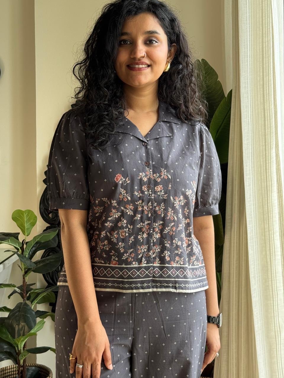 Laila Cropped Shirt Coord Set
