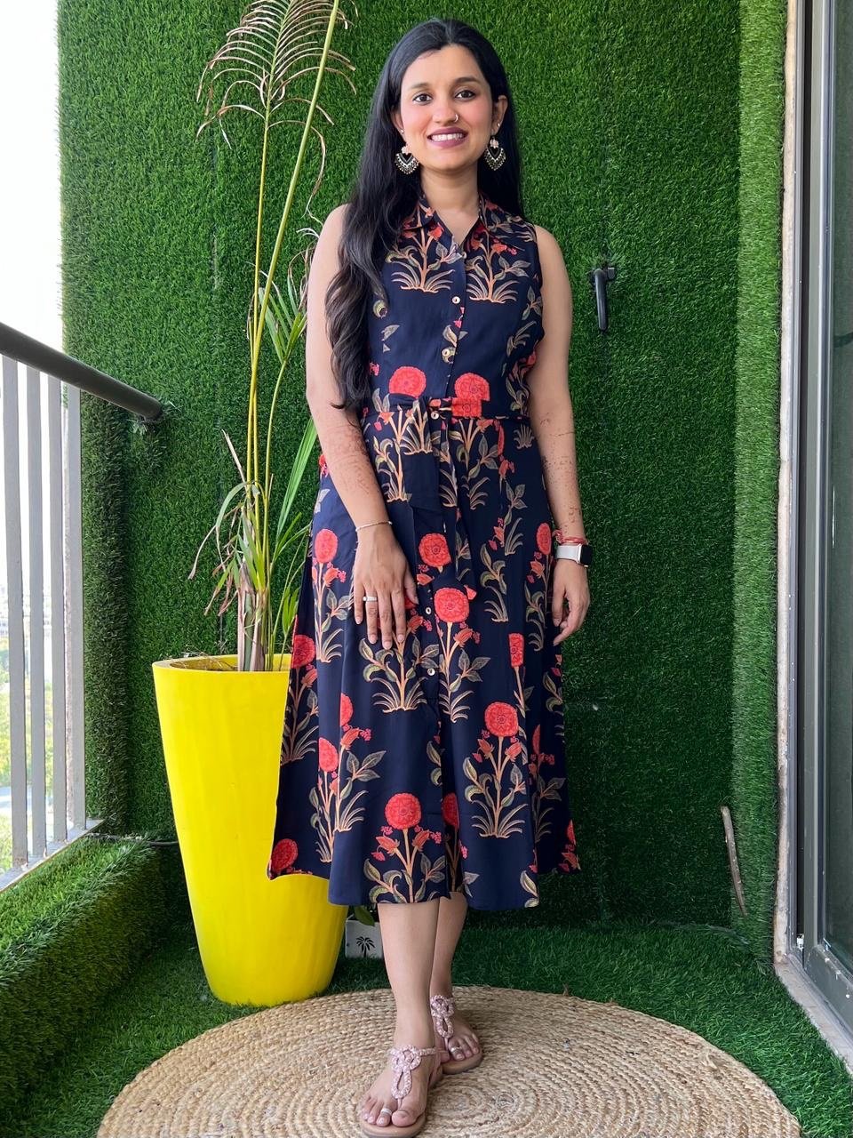 Navy Big Boota Dress with Pocket