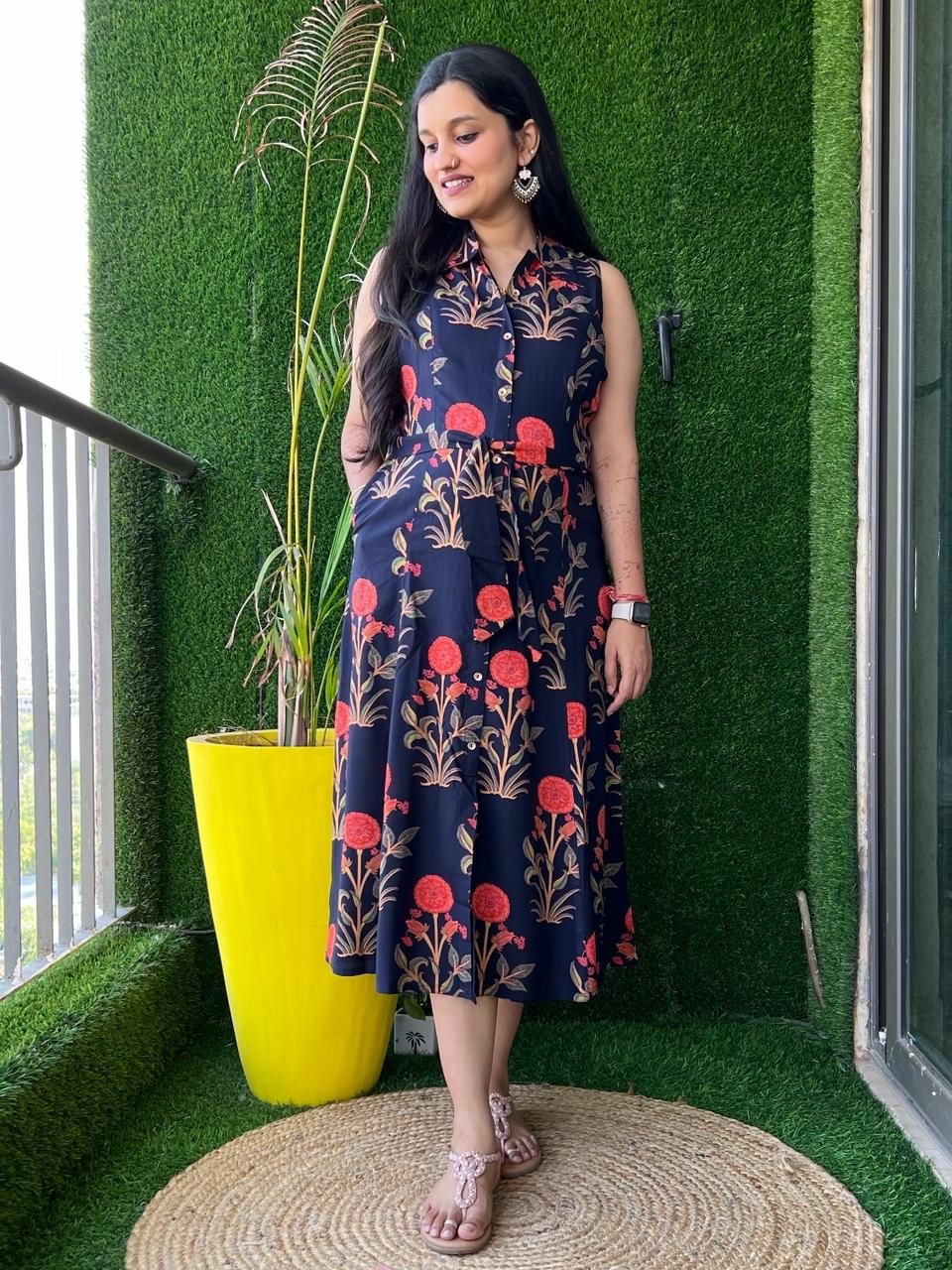 Navy Big Boota Dress with Pocket