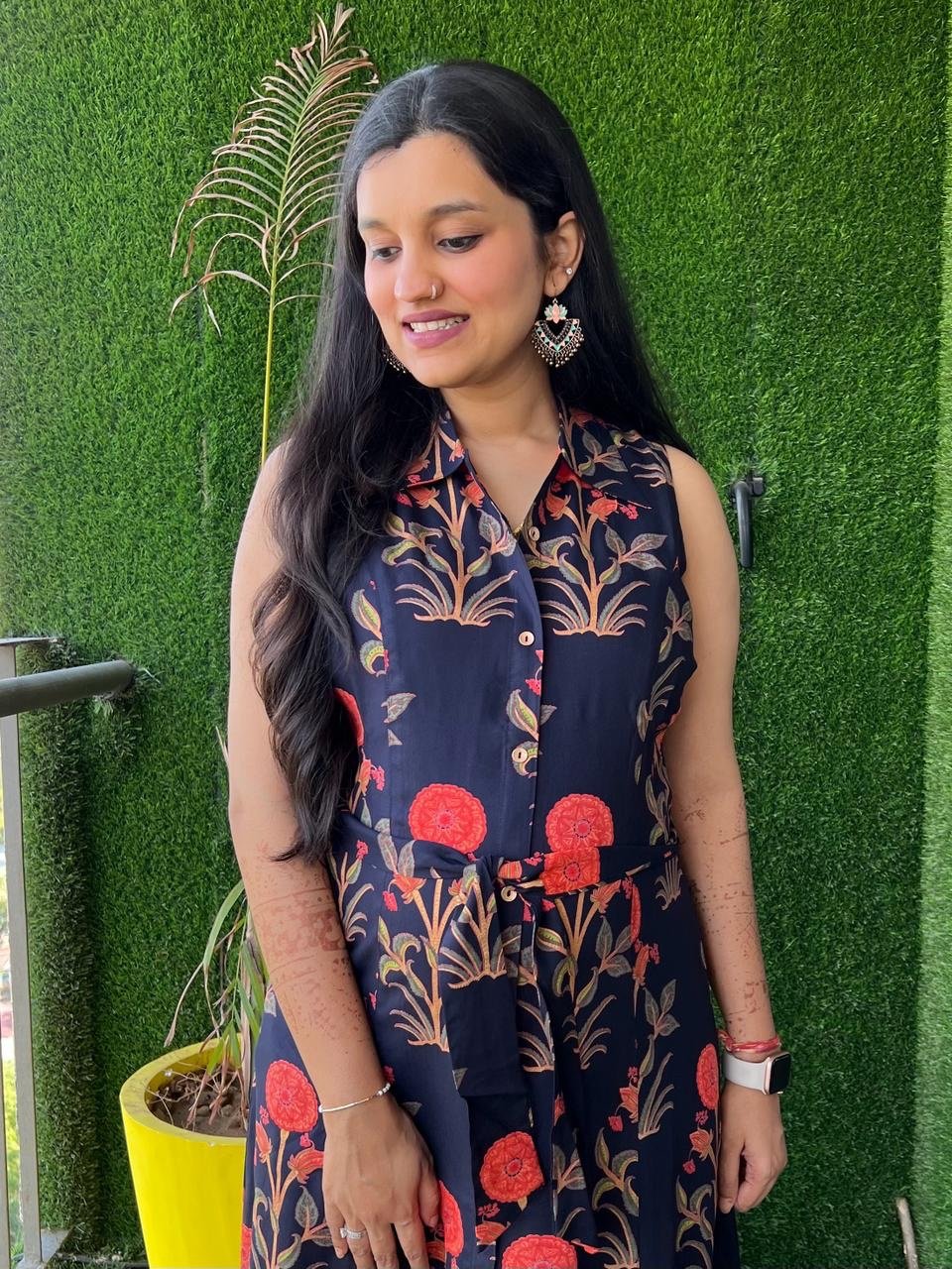 Navy Big Boota Dress with Pocket