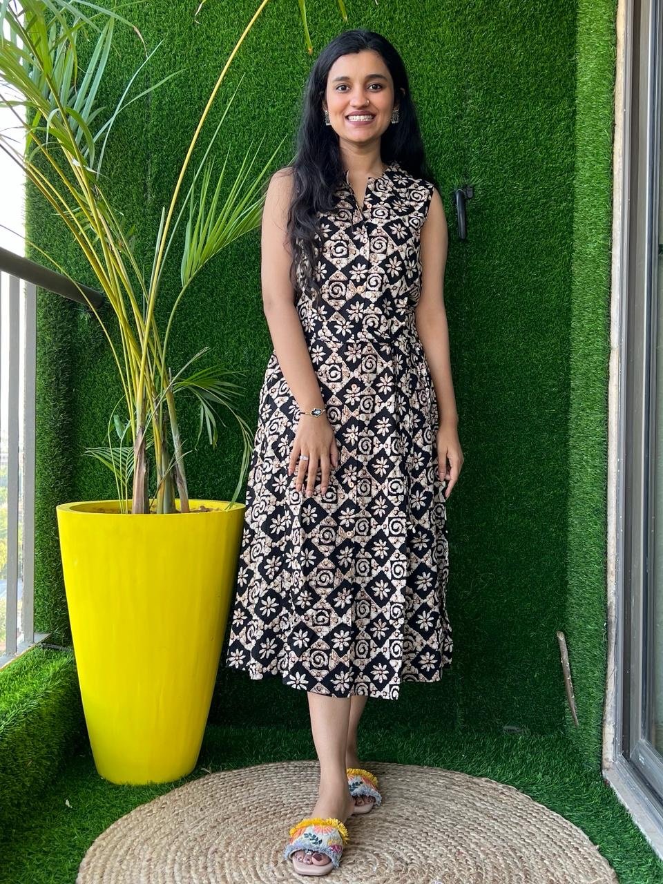 Black Brown Dress with Pocket