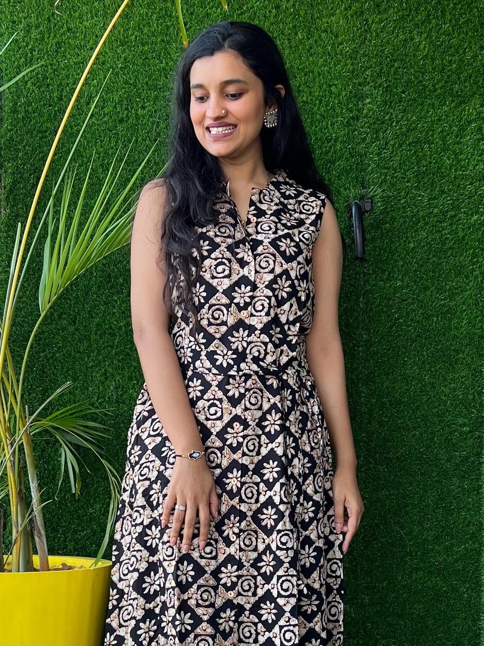 Black Brown Dress with Pocket