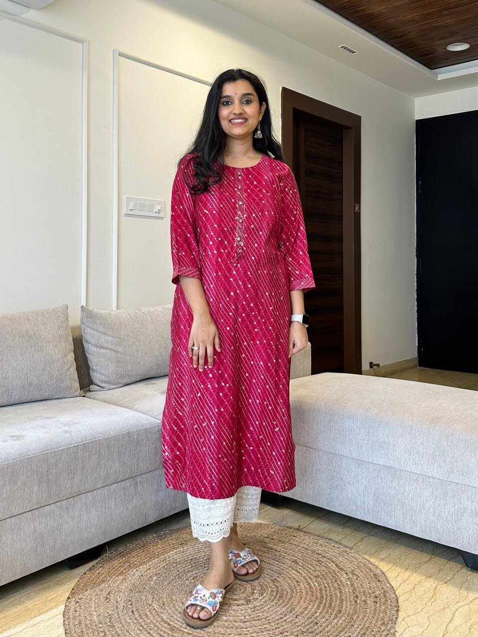 Shyama Muslin Silk Kurta- Pink