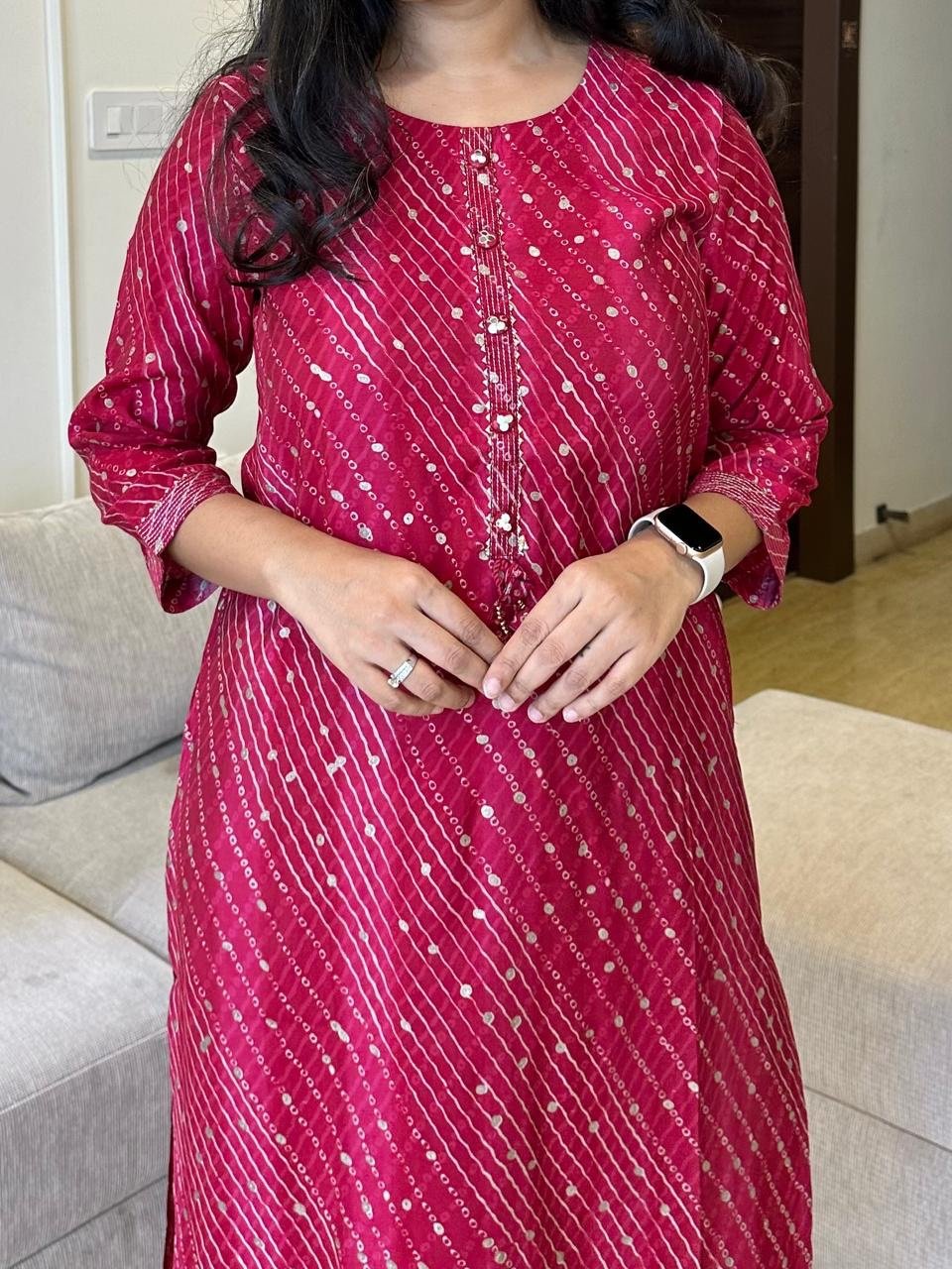 Shyama Muslin Silk Kurta- Pink