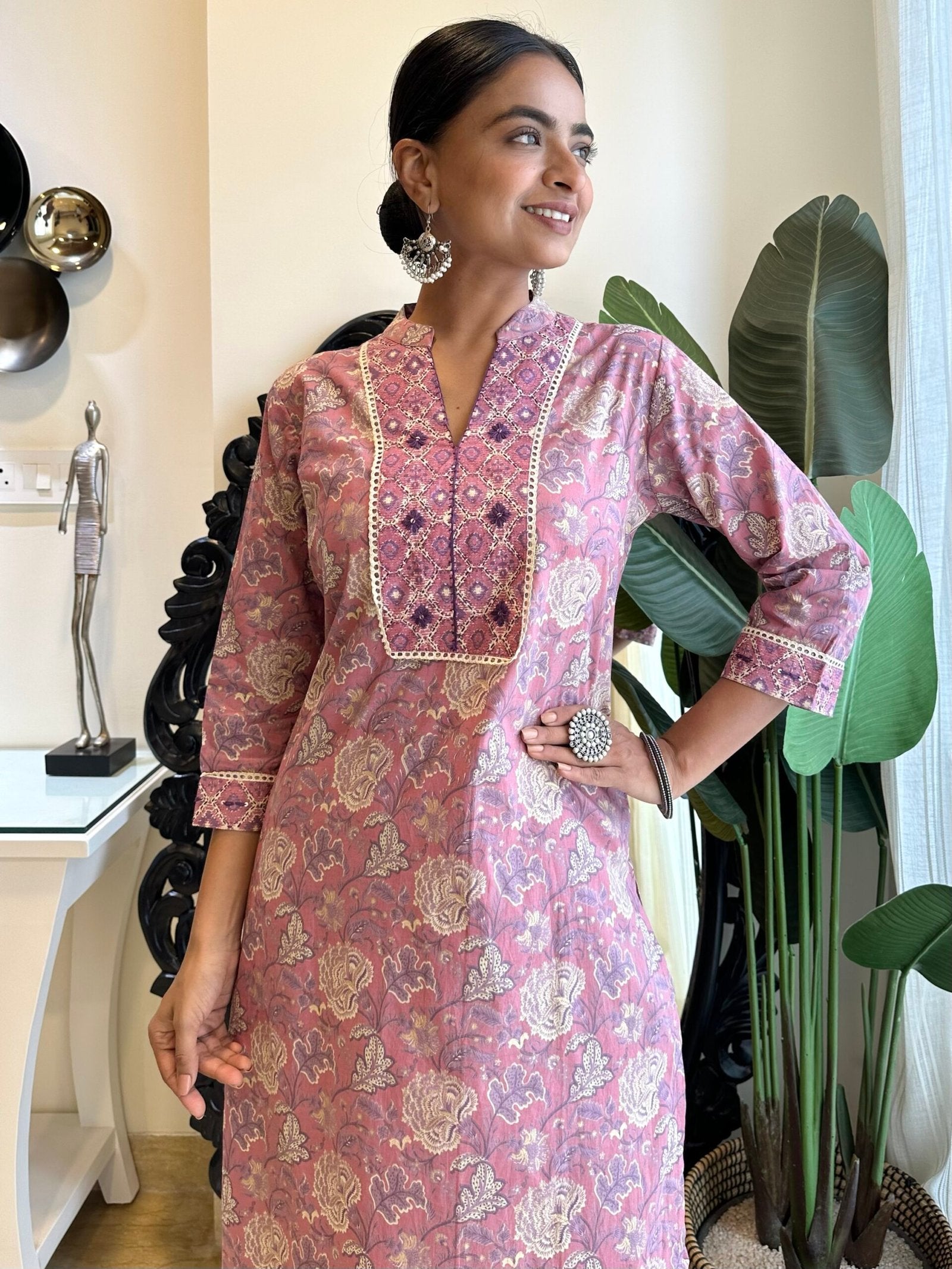 Pink Floral Geometric Cotton Set