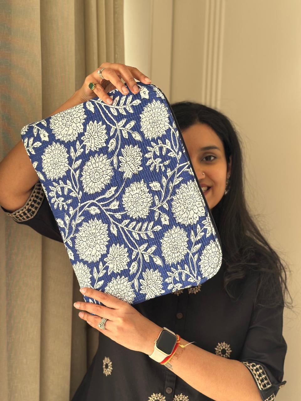 Quilted Laptop Sleeve- Neeli Bel