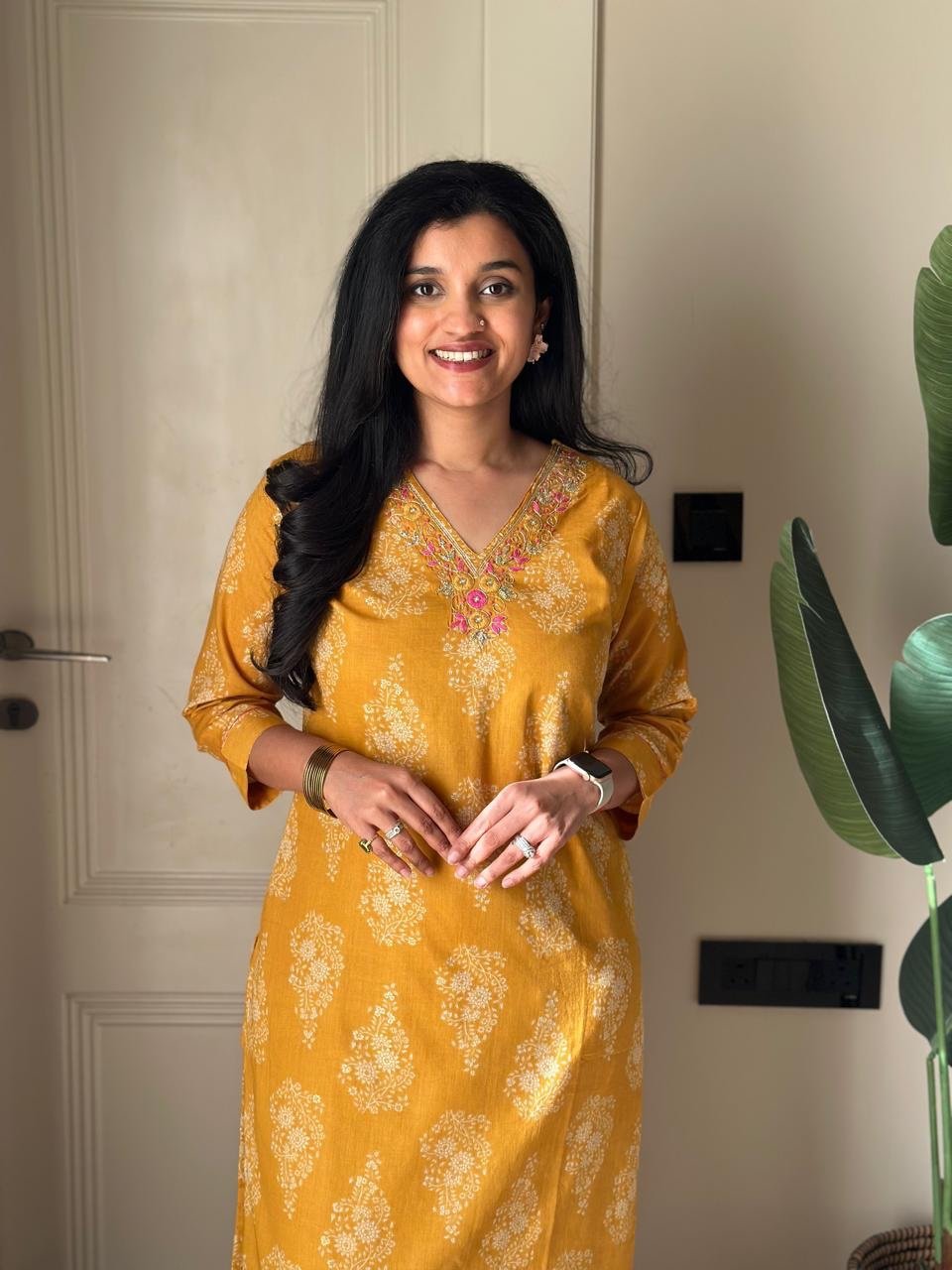Ronak Boota Pure Cotton Suit- Yellow