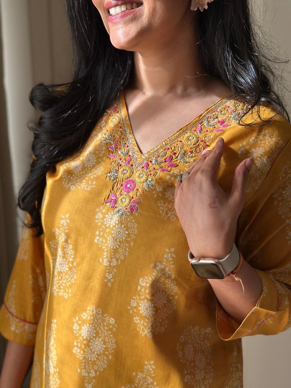 Ronak Boota Pure Cotton Suit- Yellow
