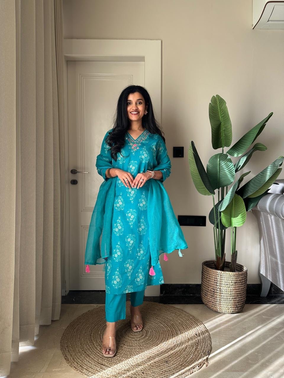 Ronak Boota Pure Cotton Suit- Blue