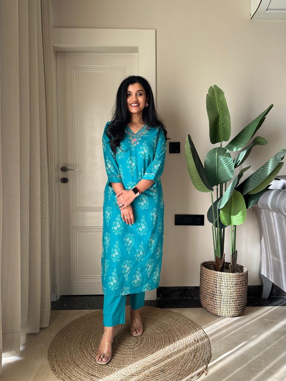 Ronak Boota Pure Cotton Suit- Blue