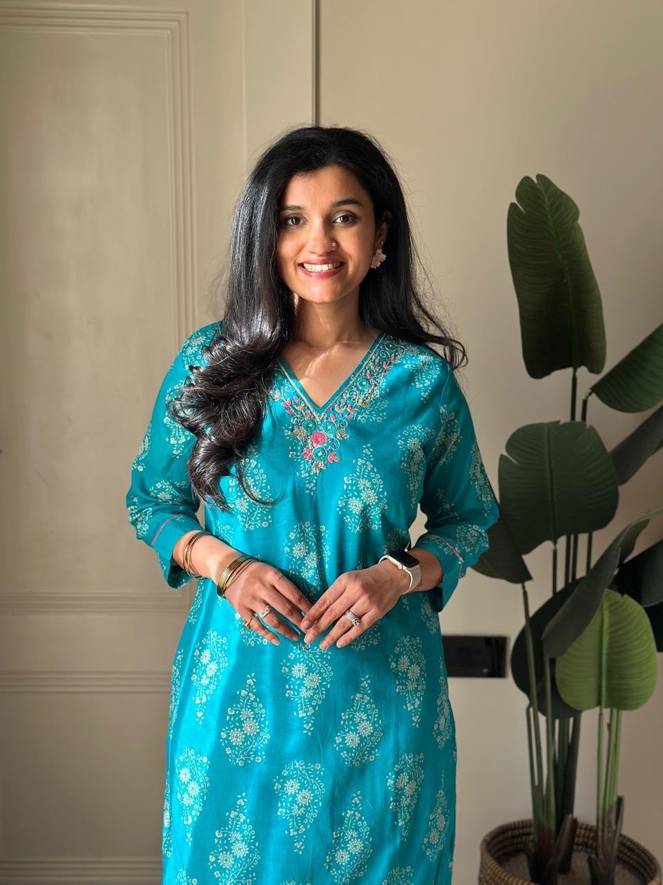 Ronak Boota Pure Cotton Suit- Blue