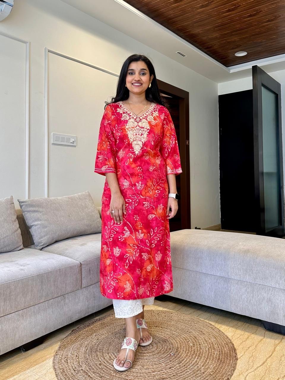 Gulaal Embroidered Kurta- Pink