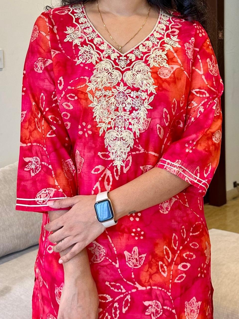 Gulaal Embroidered Kurta- Pink