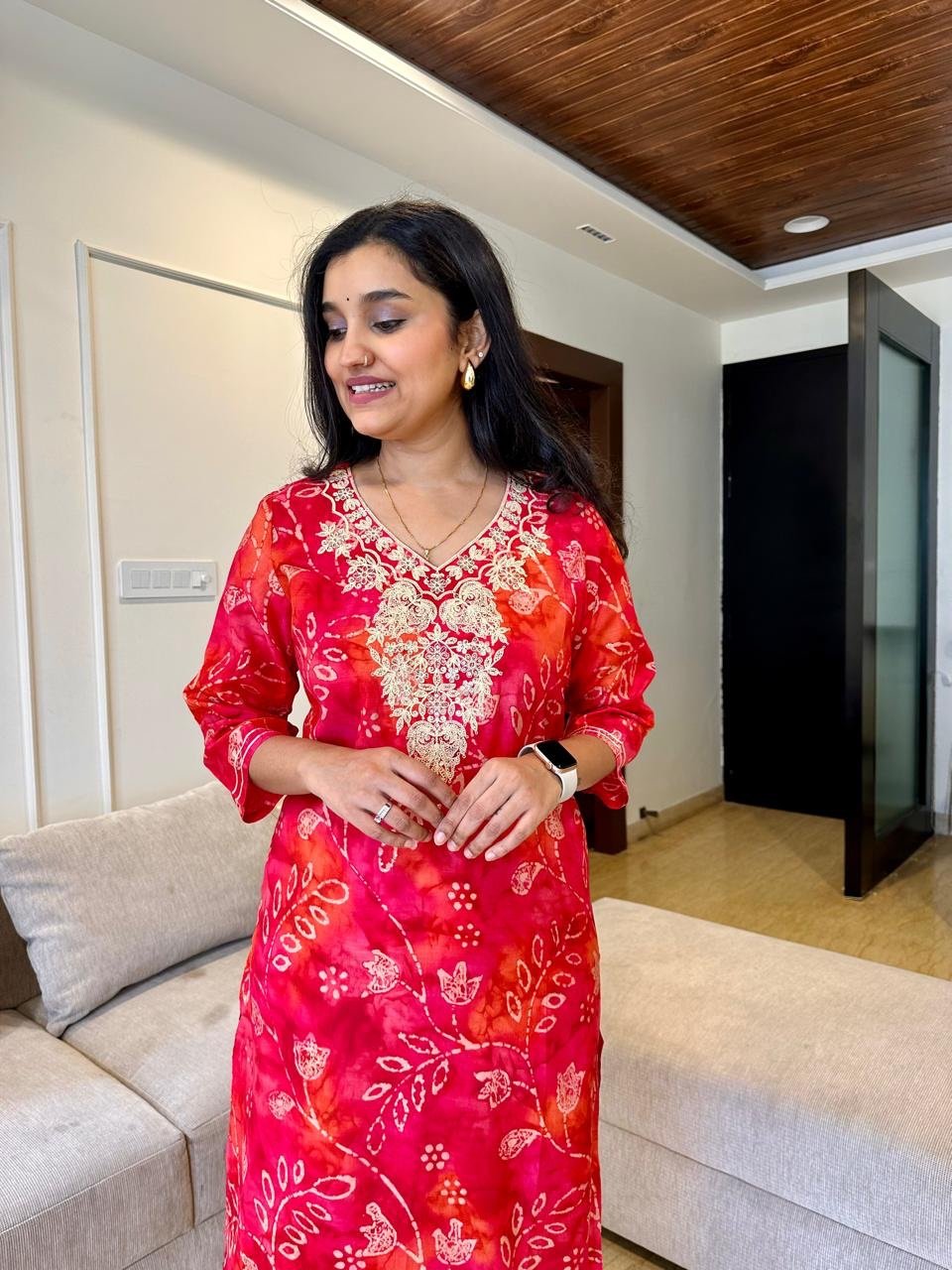 Gulaal Embroidered Kurta- Pink