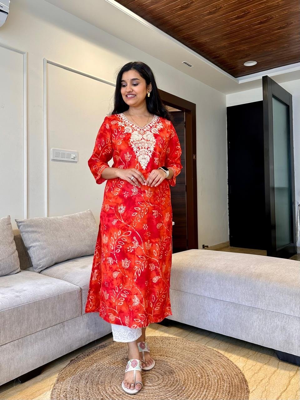 Gulaal Embroidered Kurta- Orange