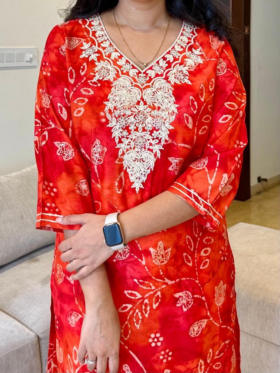 Gulaal Embroidered Kurta- Orange